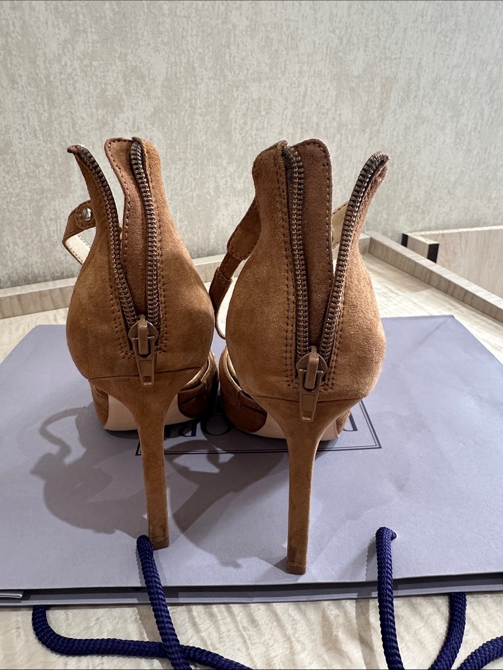 Nine West Tan Suede Pointed-Toe Double Strap Heels - Picture 5 of 6